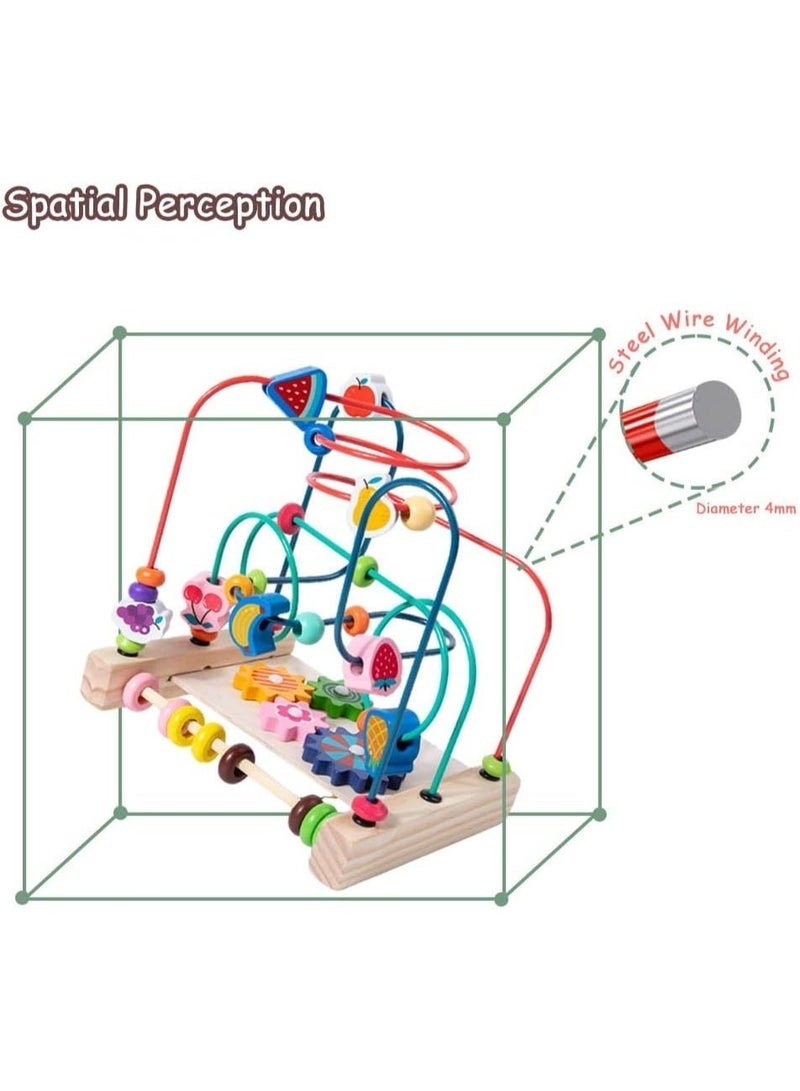 Twisoo Wooden Bead Maze Roller Coaster Toy for Toddlers | Educational Abacus Sliding Beads Game | Early Learning Toy for Counting, Grasping & Hand-Eye Coordination - Image 3